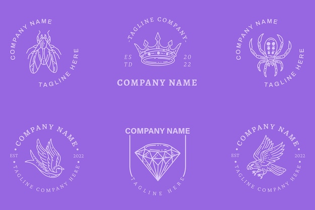 Mystical Simple Minimalist Symbol Logo Collection Light Purple Pastel Style