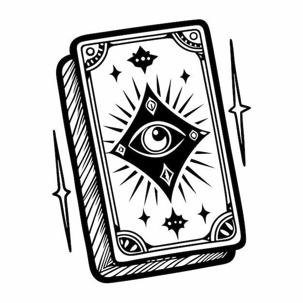 Mystical Tarot Card Deck Hand Drawn Style with Eye Symbol and Stars