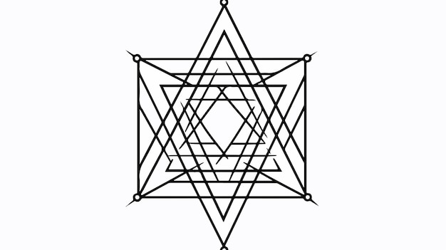 Vector mystical unicursal hexagram symbol and kabbalah background