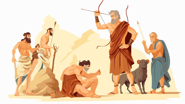 Vector mythological story of homer odyssey kills the suito