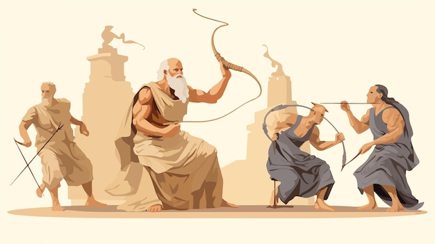 Vector mythological story of homer odyssey kills the suitors