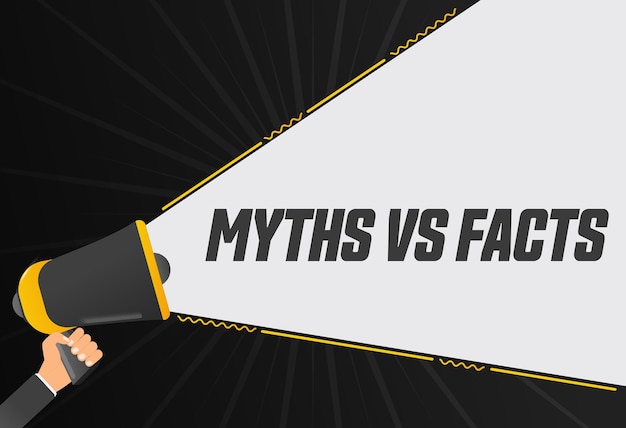 Myths vs facts Megaphone in hand promotion banner