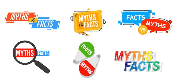 Myths vs facts truth and false fact checking icon