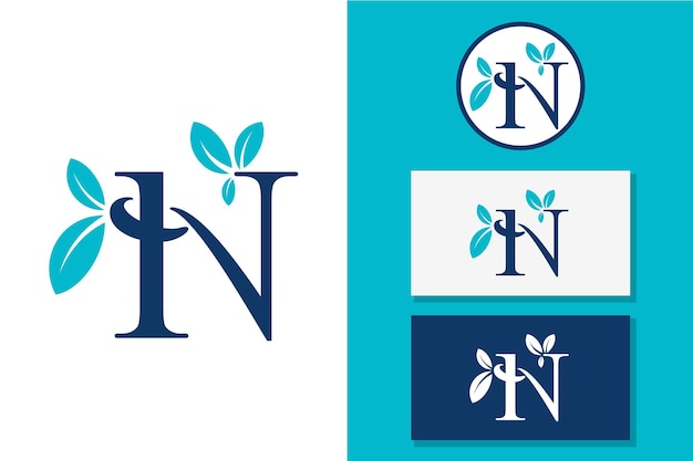 N Leaf Letter Logo Icon Design Vector