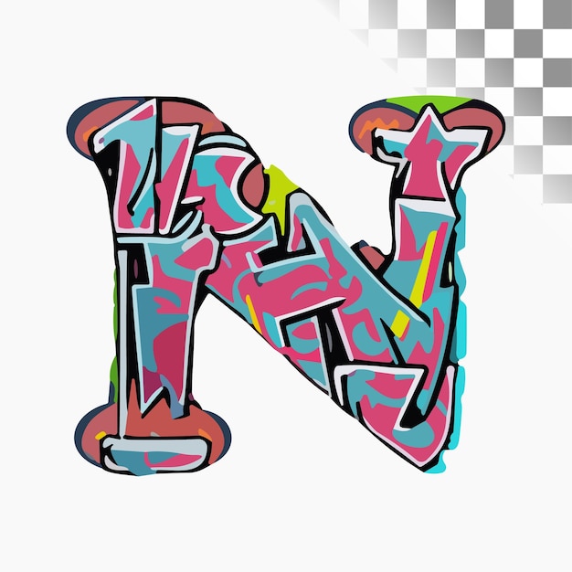 N Letter Design Stylish Font wild style graffiti Alphabet