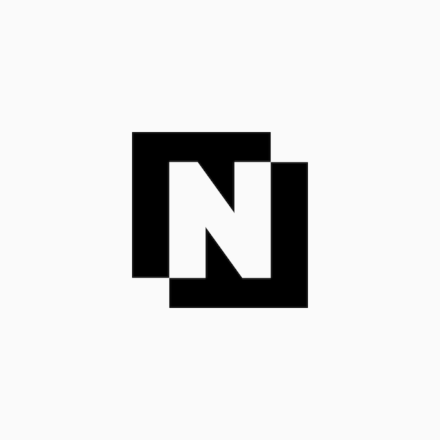 N Letter Lettermark Square Initial Negative Space Logo Vector Icon Illustration