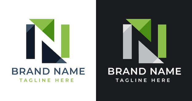 N Letter Logo Design with Square Shape Style