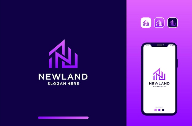 N logo design combine with house element