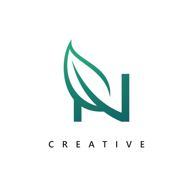 N Logo Design and template Creative N leaf icon initials based Letters in vector