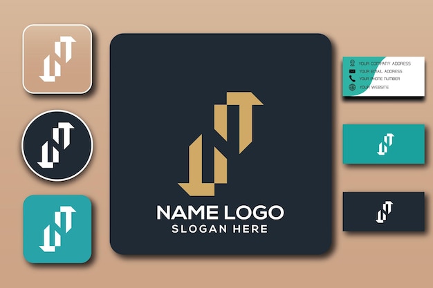 N negative space monogram logo template