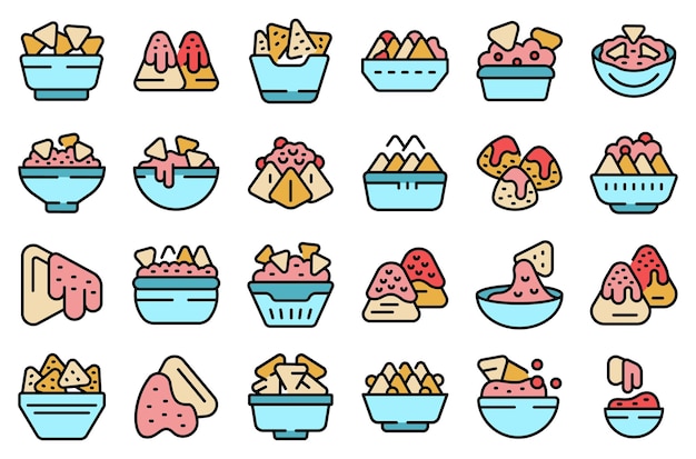 Nachos icons set vector flat