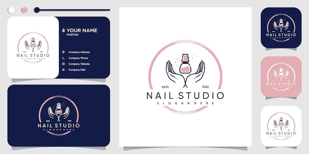 Nail beauty logo design for beauty with creative element concept Premium Vector