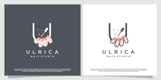 Nail logo design concept for beauty with creative element style