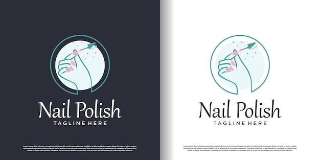 Nail logo design template with creative abstract style Premium Vector