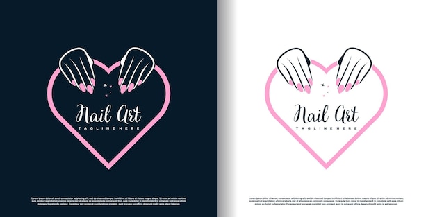 Nail logo design template with creative abstract style Premium Vector