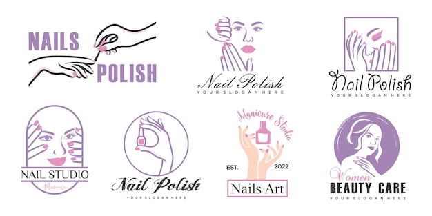 Nail Logo Logo collection set Concept design Symbol Icon