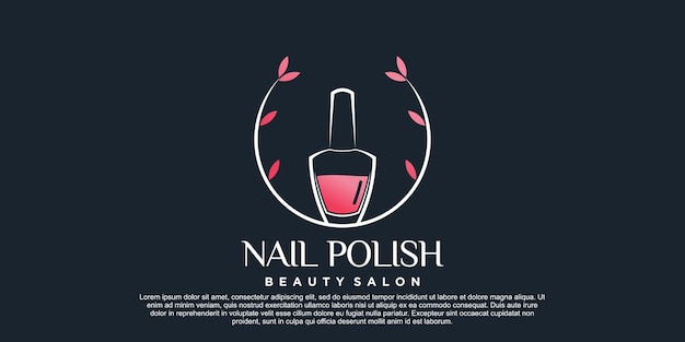 Nail polish icon logo design for nail salon or beauty studio with creative concept Premium Vector