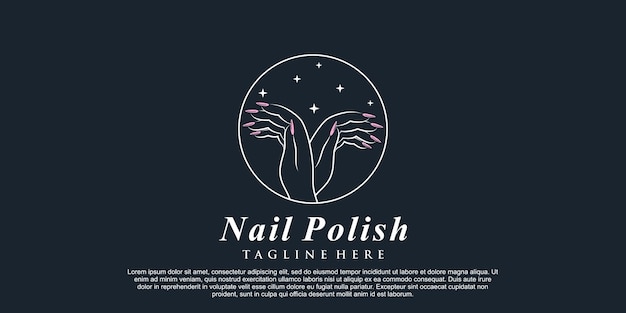 Nail polish icon logo design for nail salon or beauty studio with creative concept Premium Vector