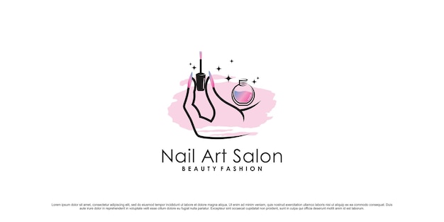 Nail polish logo design for nail beauty salon with creative element Premium Vector