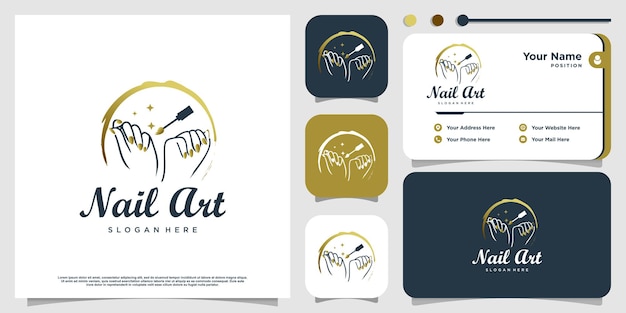 Nail polish logo design template with creative abstract style