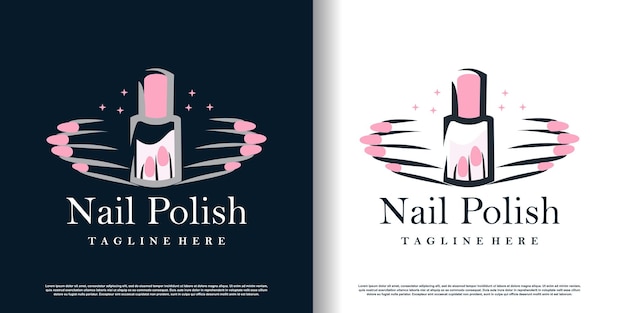 Nail polish logo icon with modern creative and unique concept premium vector