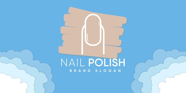 Nail polish logo with claudy background stye premium vector