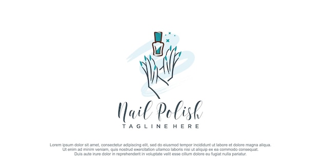 Nail polish logo with creative design unique element icon vector illustration