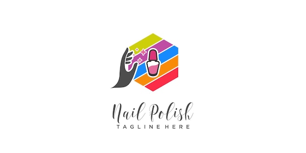 Nail polish logo with creative design unique element icon vector illustration