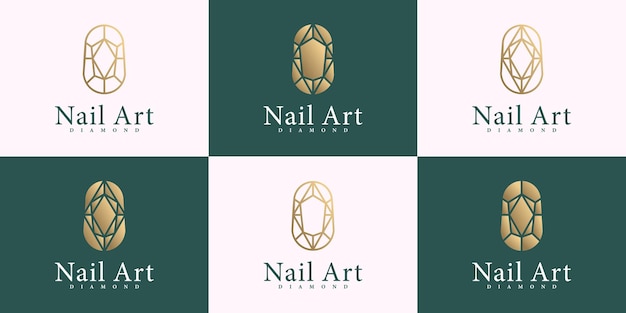 Nail polish logo with creative diamond line art design Premium vektor part 1