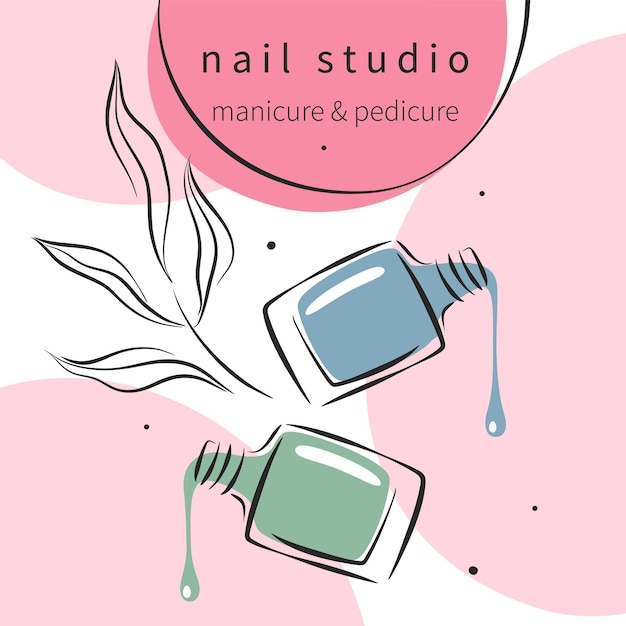 Vector nail polish nail brush design for nail studio