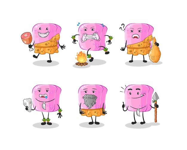 Nail primitive man group character mascot vector