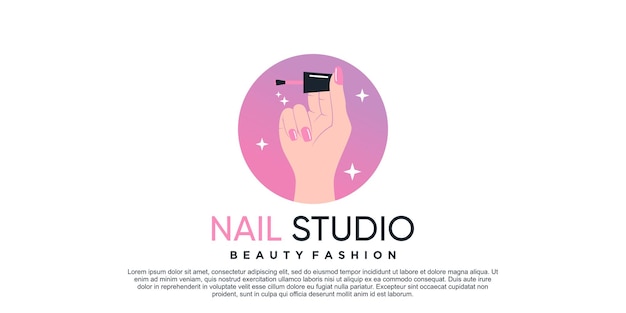 Nail studio logo design inspiration for women beauty salon with creative concept Premium Vector