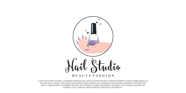 Nail studio logo design inspiration for women beauty salon with creative concept Premium Vector