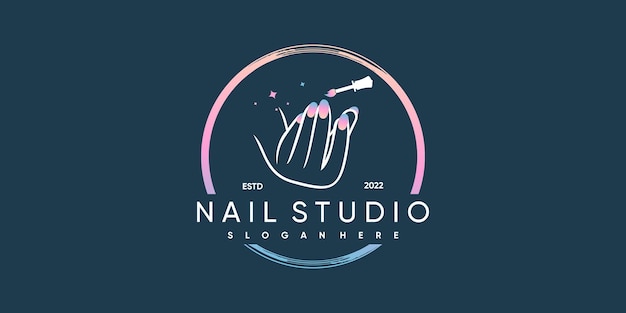 Nail vector icon logo design with modern and unique style Premium Vector