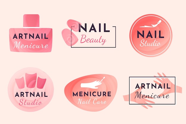 Nails art studio logo collection design