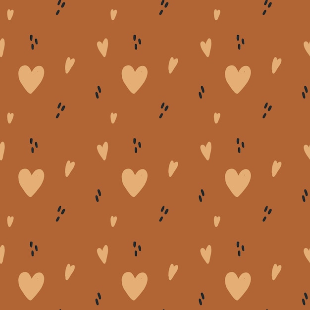 Naive boho brown pattern heart dot