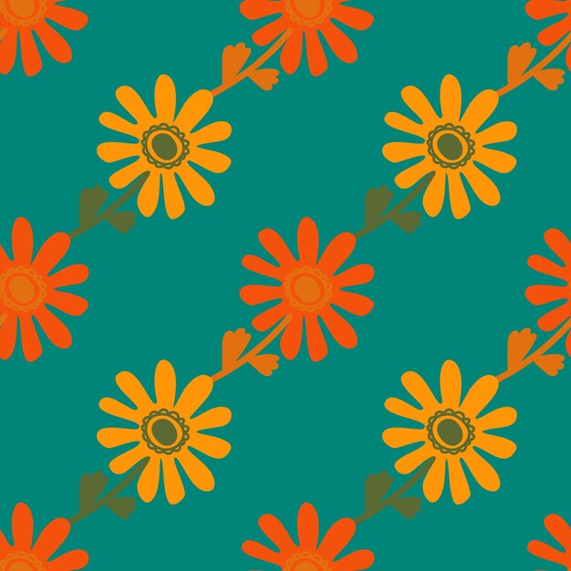 Naive flower seamless pattern Cute floral endless background