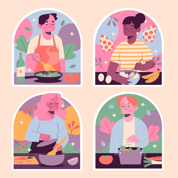 Naive food illustration set