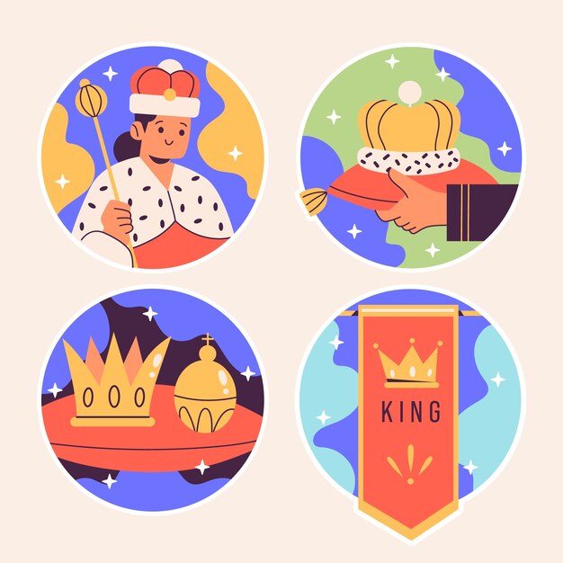 Vector naive monarchy stickers collection