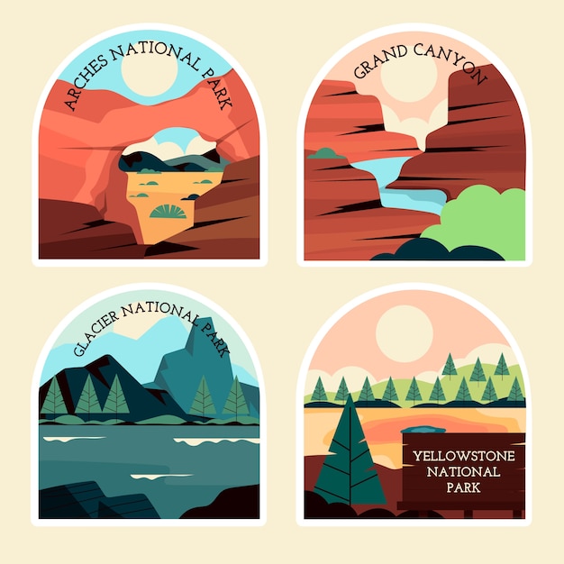 Naive national park stickers collection