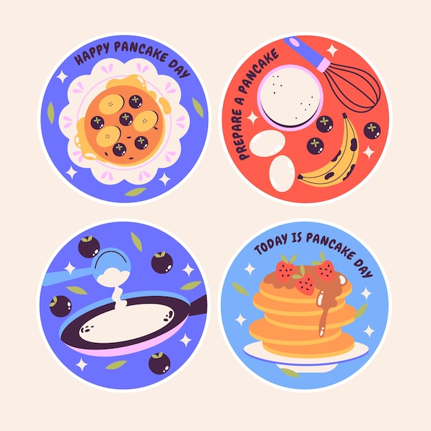 Naive pancake day stickers collection