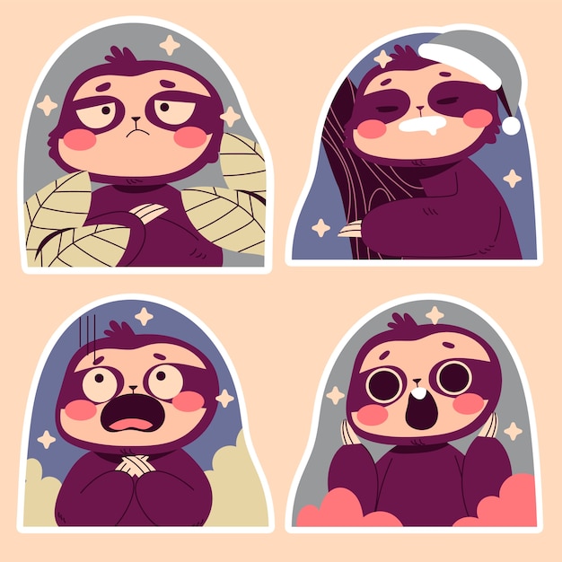 Naive sloth sticker set