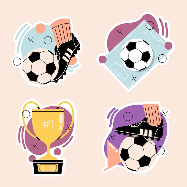 Vector naive soccer stickers collection