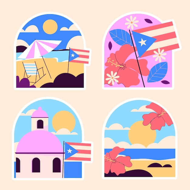 Naive style puerto rico stickers