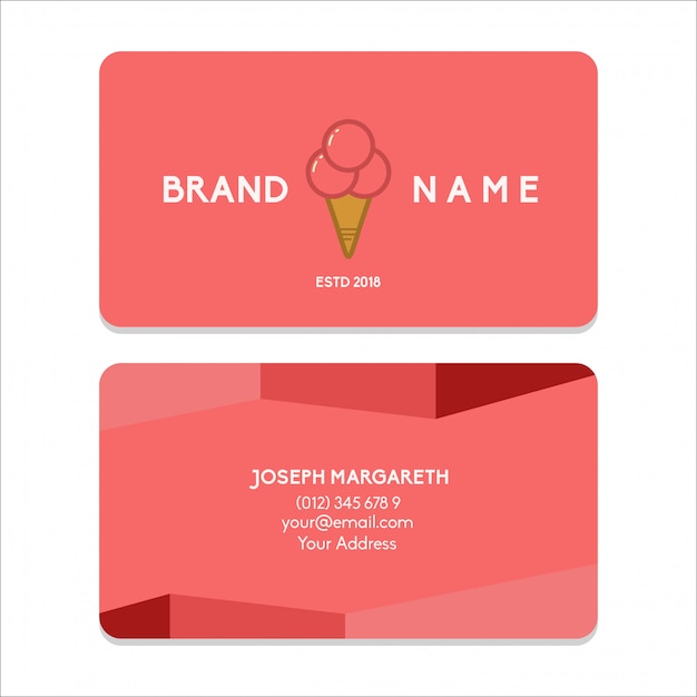 Name card bussiness ice cream red flat color 