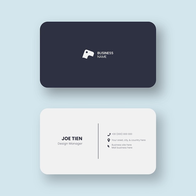 Name card simple design template with two sides rounded horizontal orientation for business