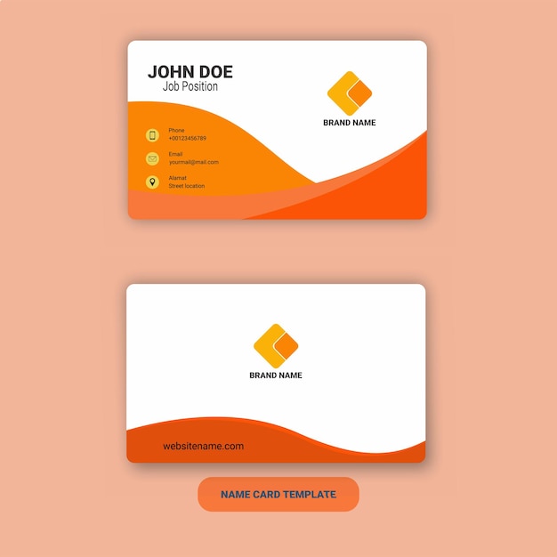 Name card template for bussiness orange theme eps 10 format