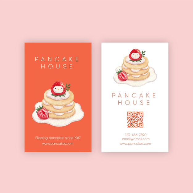 Name card template with happy pancake day conceptwatercolor style