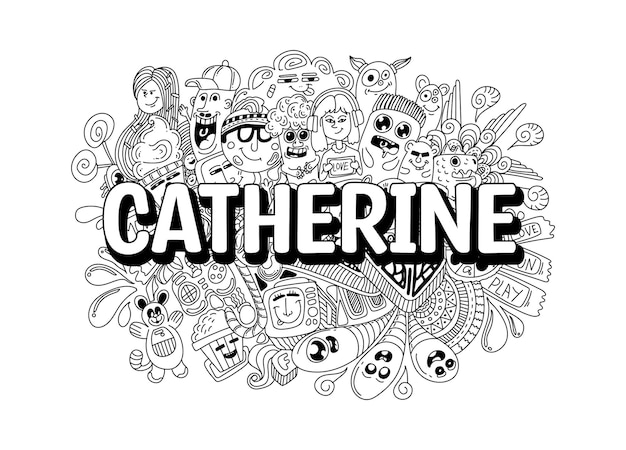 Name Doodle Hand Drawn Art for Catherine