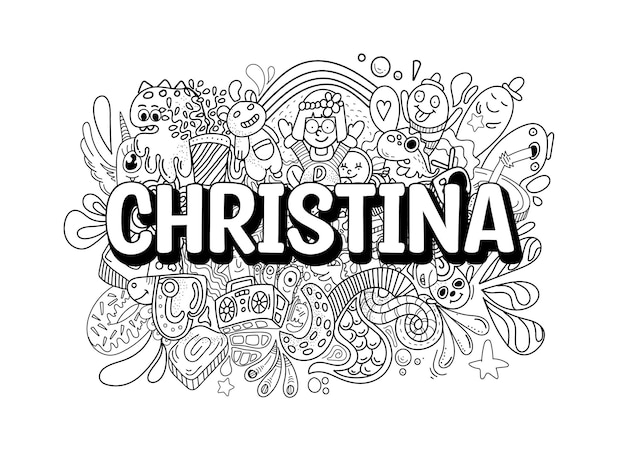 Name Doodle Hand Drawn Art for Christina